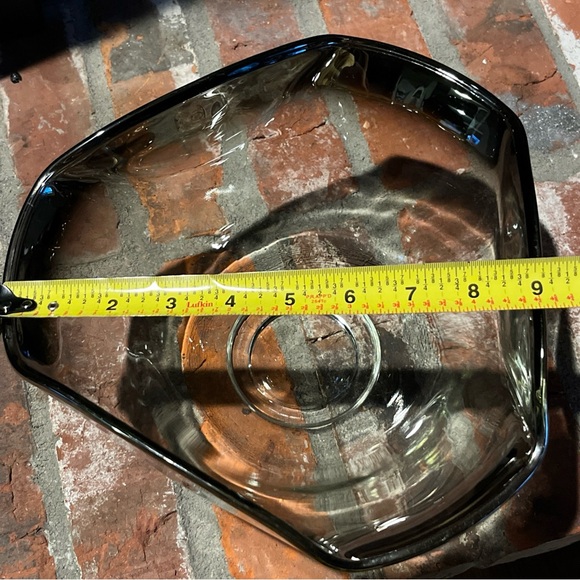 Vintage Bowl Mid Century Silver Fade Glass Triangle Dessert Salad Snacks 9” - Picture 6 of 10